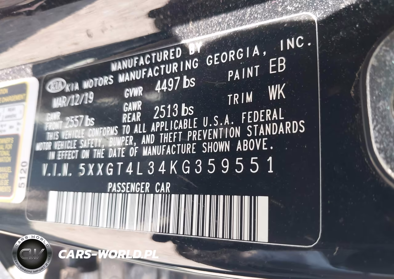 2019 Kia Optima Lx VIN:5XXGT4L34KG359551 - 9