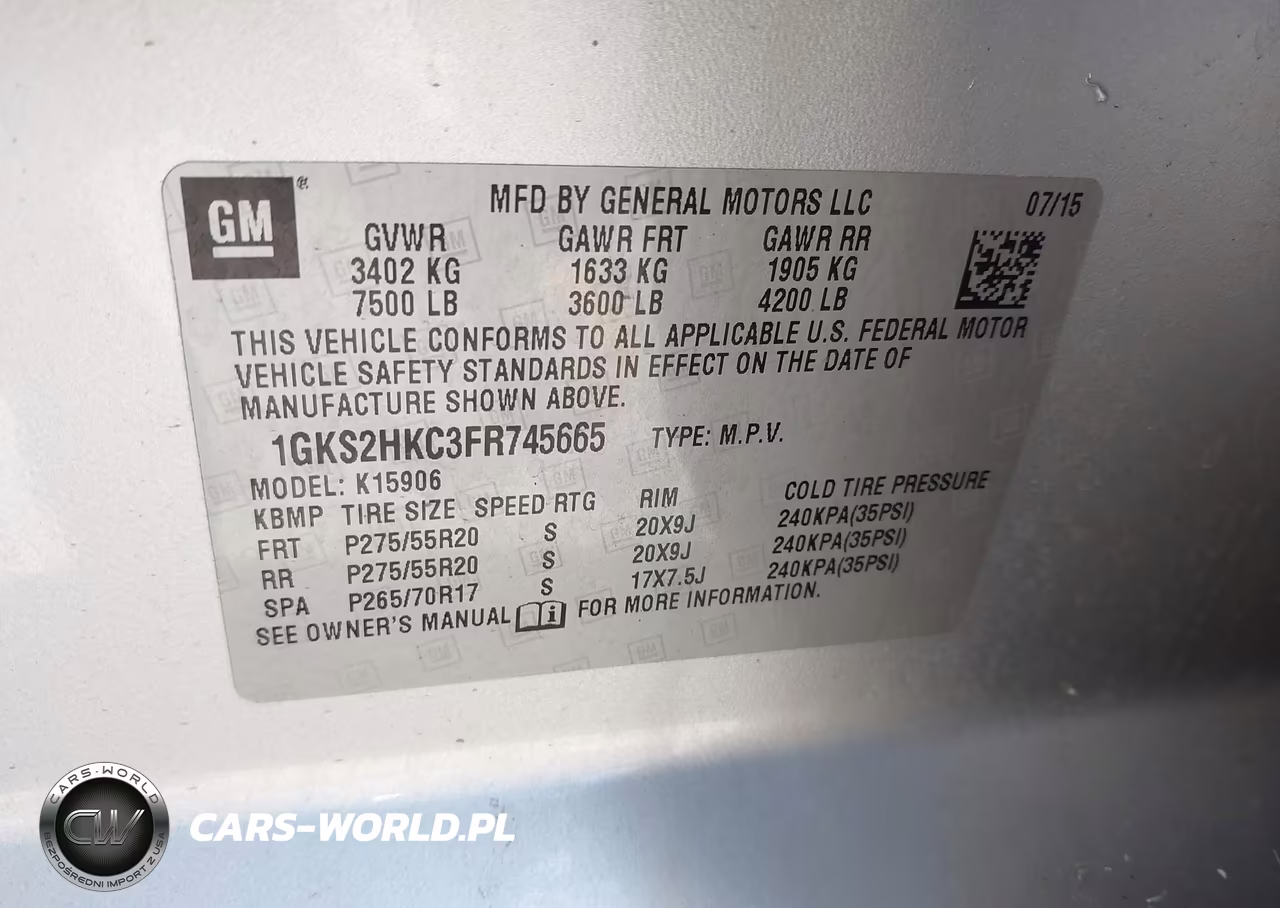 2015 GMC Yukon Xl 1500 Slt VIN:1GKS2HKC3FR745665 - 9