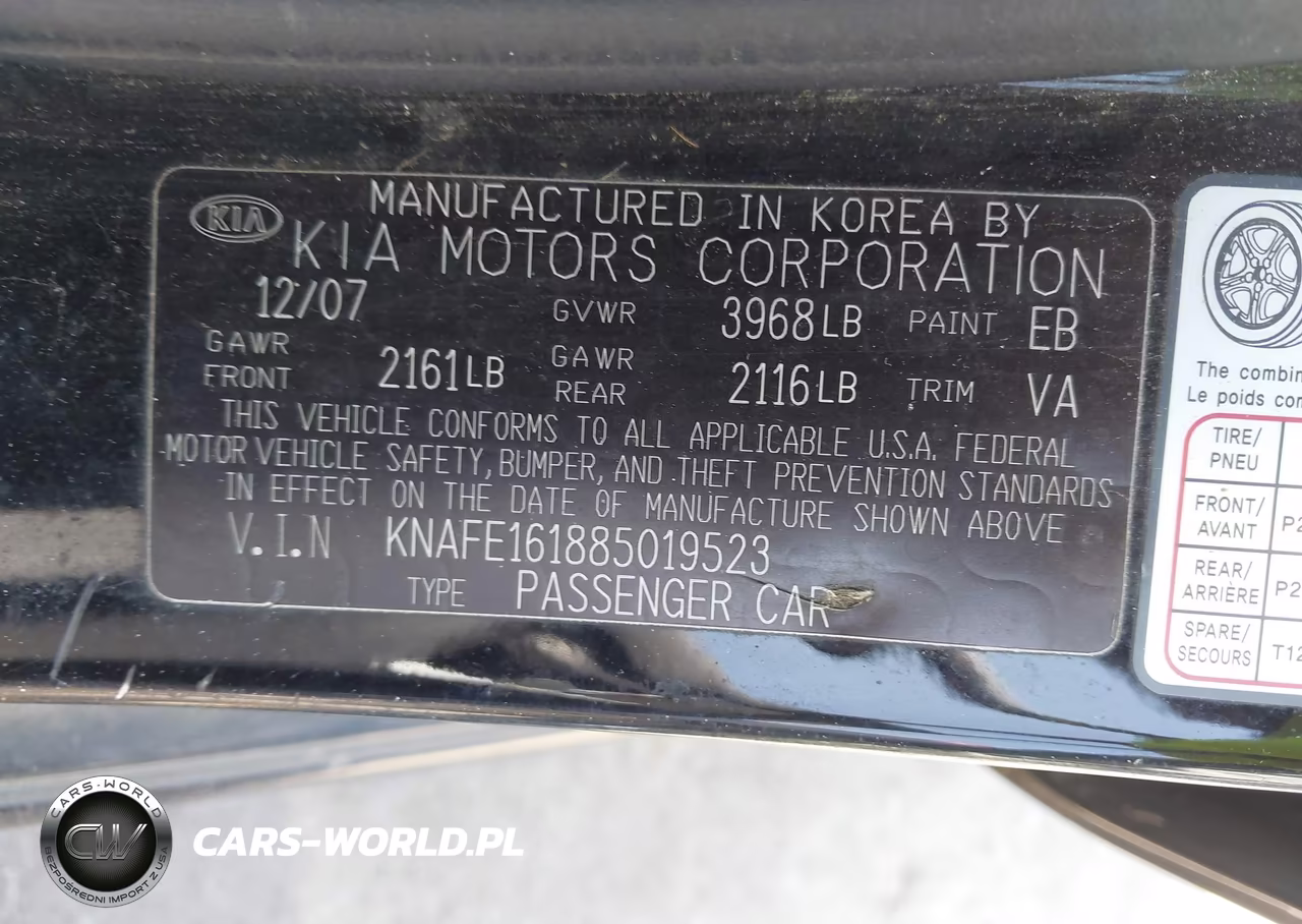 2008 Kia Spectra5 Sx VIN:KNAFE161885019523 - 9