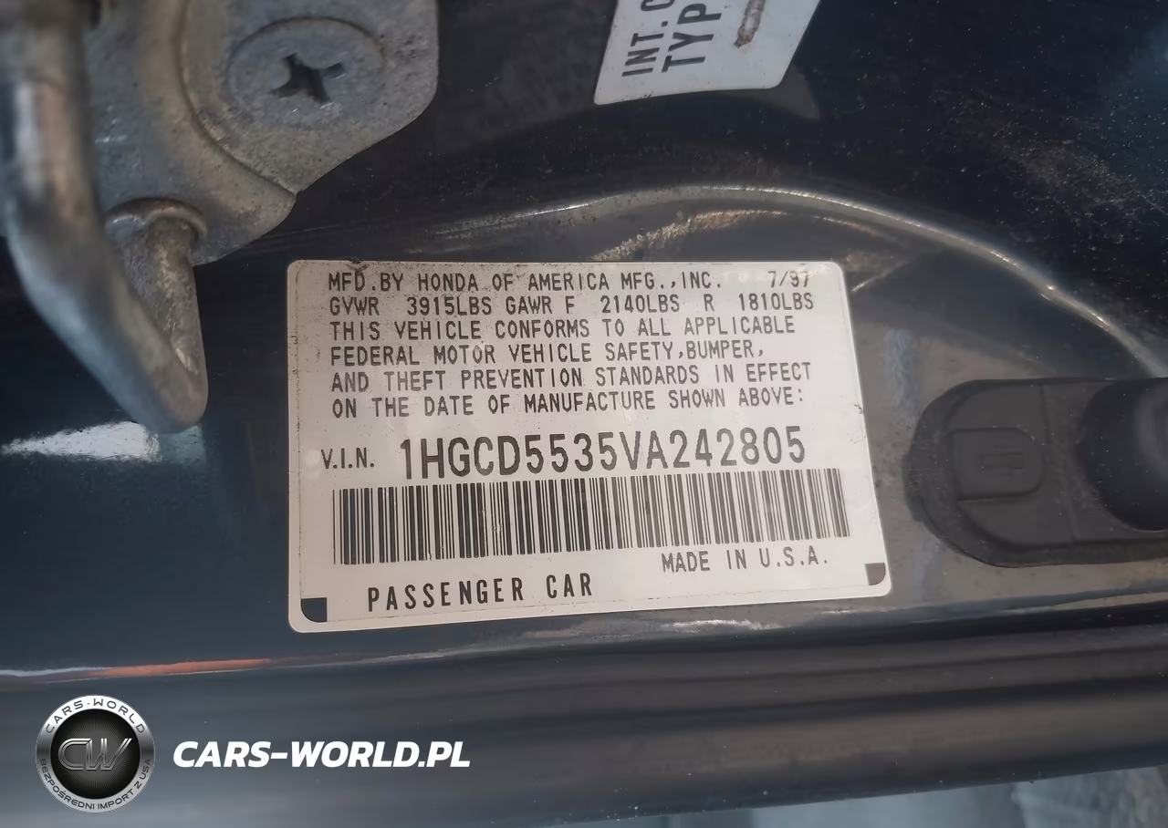 1997 Honda Accord Lx VIN:1HGCD5535VA242805 - 9