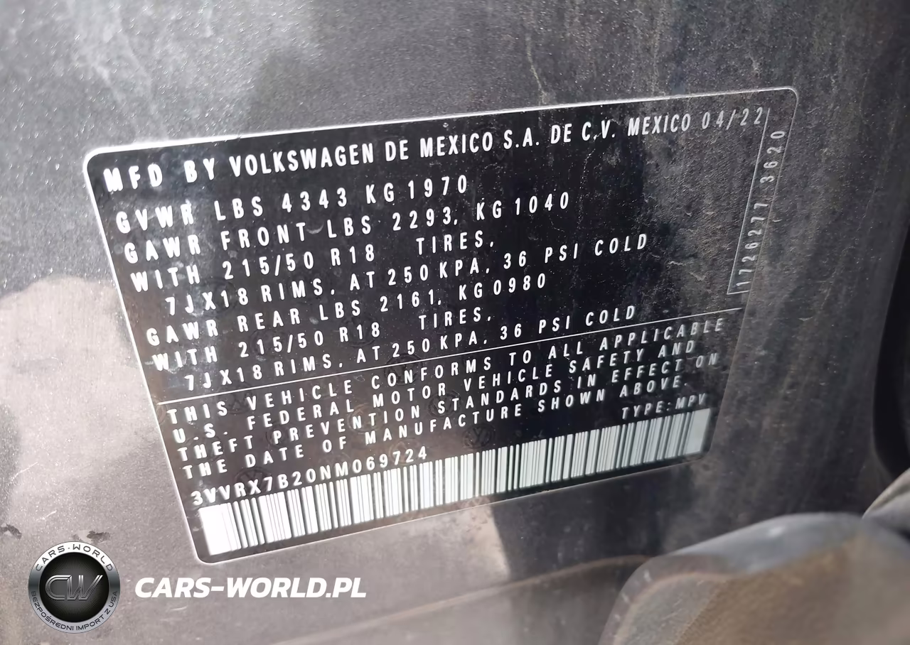 2022 Volkswagen Taos 1.5T Se VIN:3VVRX7B20NM069724 - 9