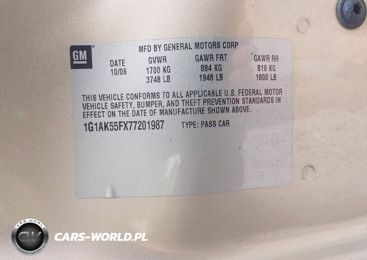 2007 Chevrolet Cobalt Ls VIN:1G1AK55FX77201987 - 9