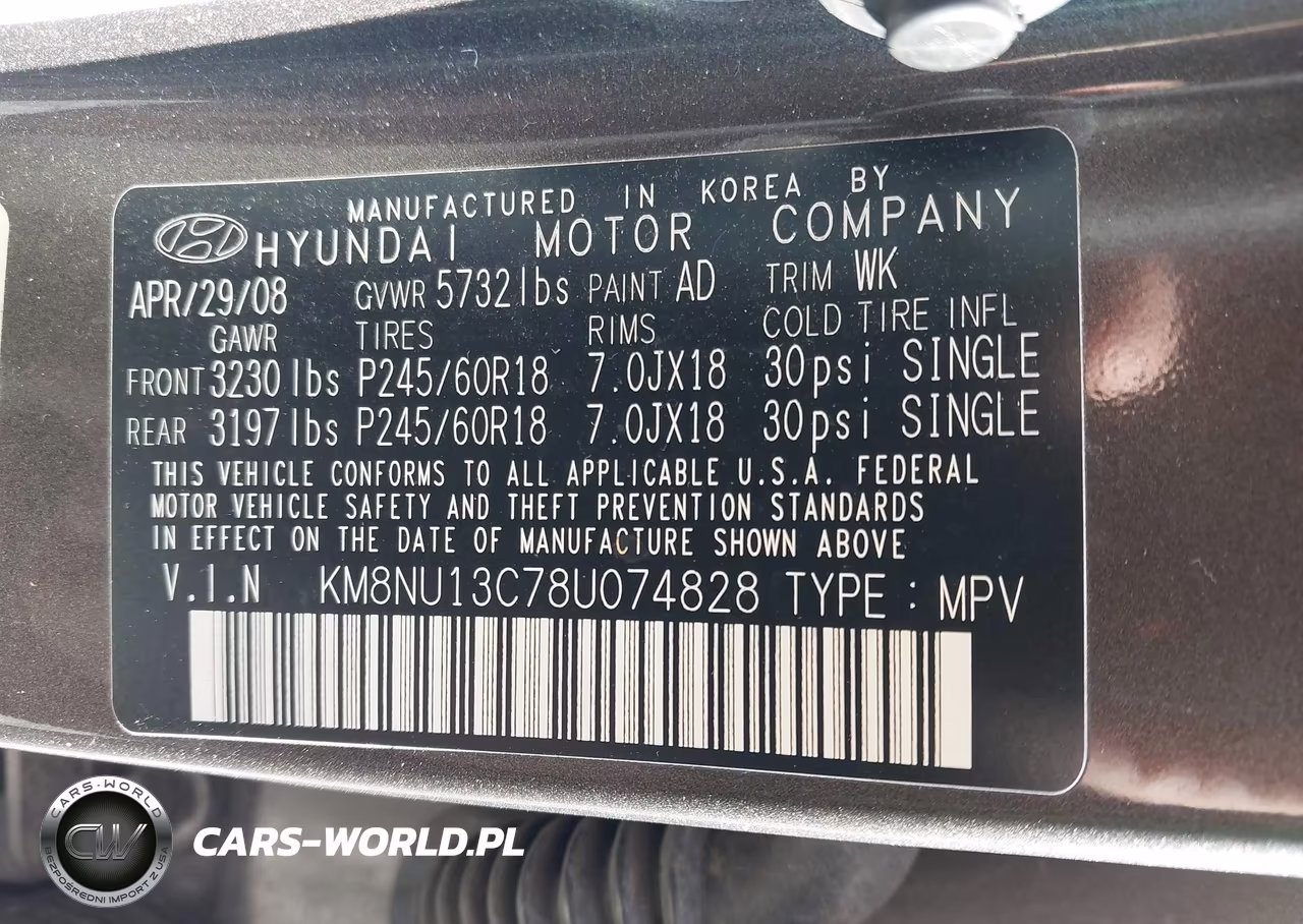 2008 Hyundai Veracruz Gls-Limited-Se VIN:KM8NU13C78U074828 - 9