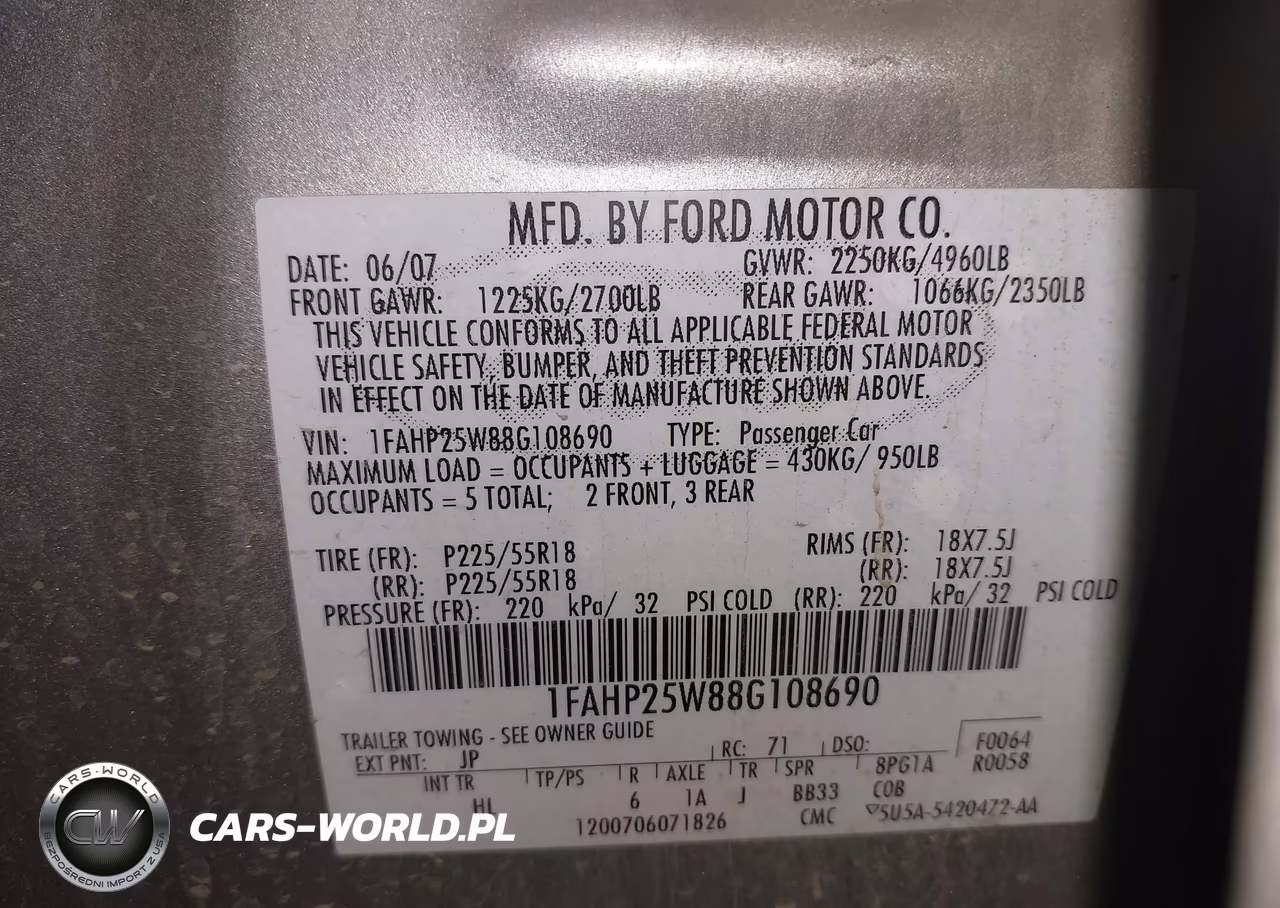 2008 Ford Taurus Limited VIN:1FAHP25W88G108690 - 9