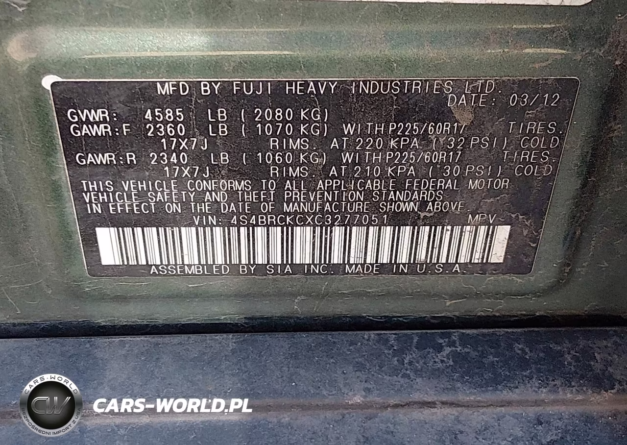 2012 Subaru Outback 2.5I Limited VIN:4S4BRCKCXC3277051 - 9