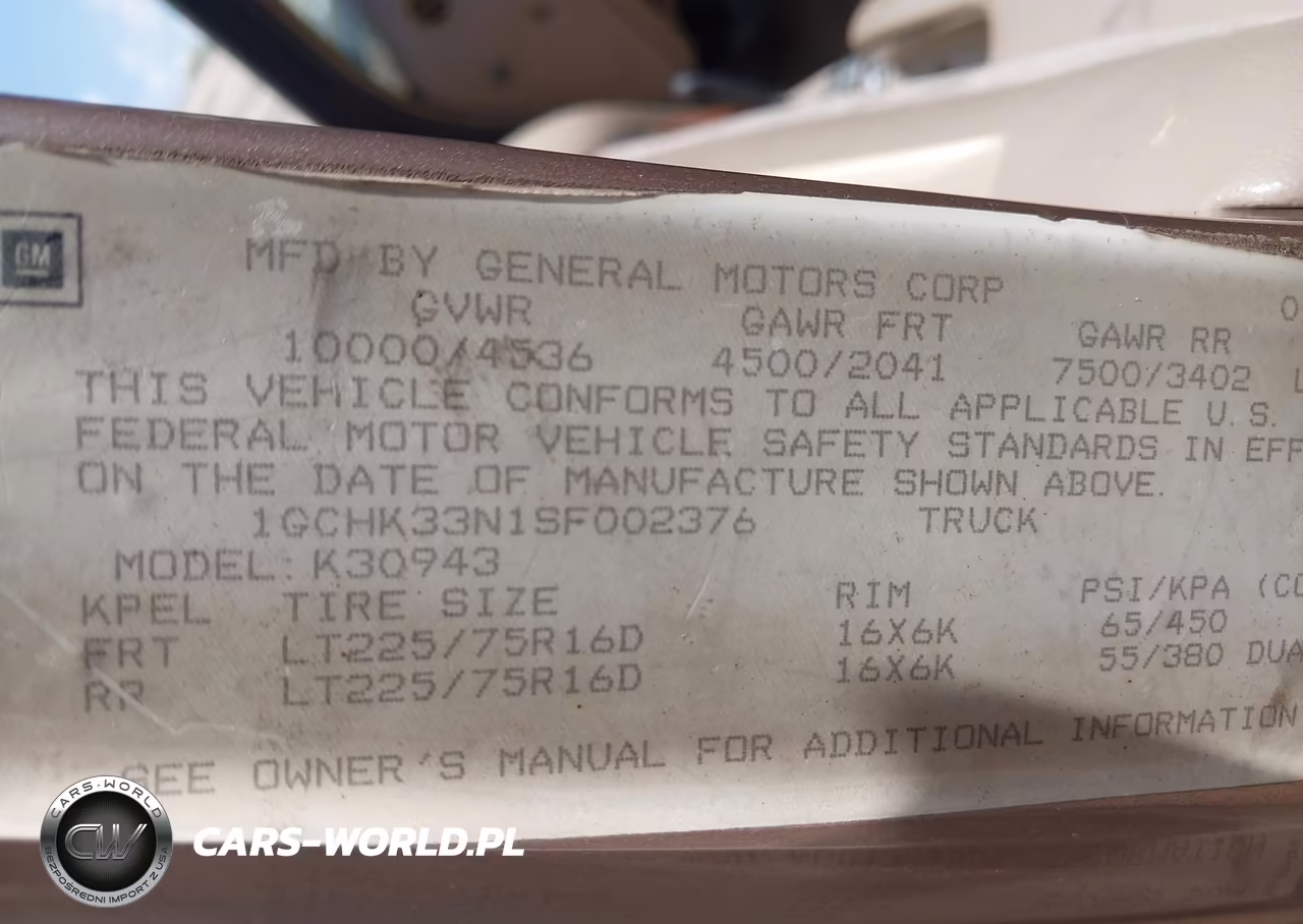 1995 Chevrolet Gmt-400 K3500 VIN:1GCHK33N1SF002376 - 9