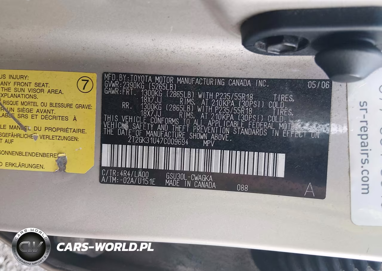 2007 Lexus Rx 350 VIN:2T2GK31U47C009694 - 9