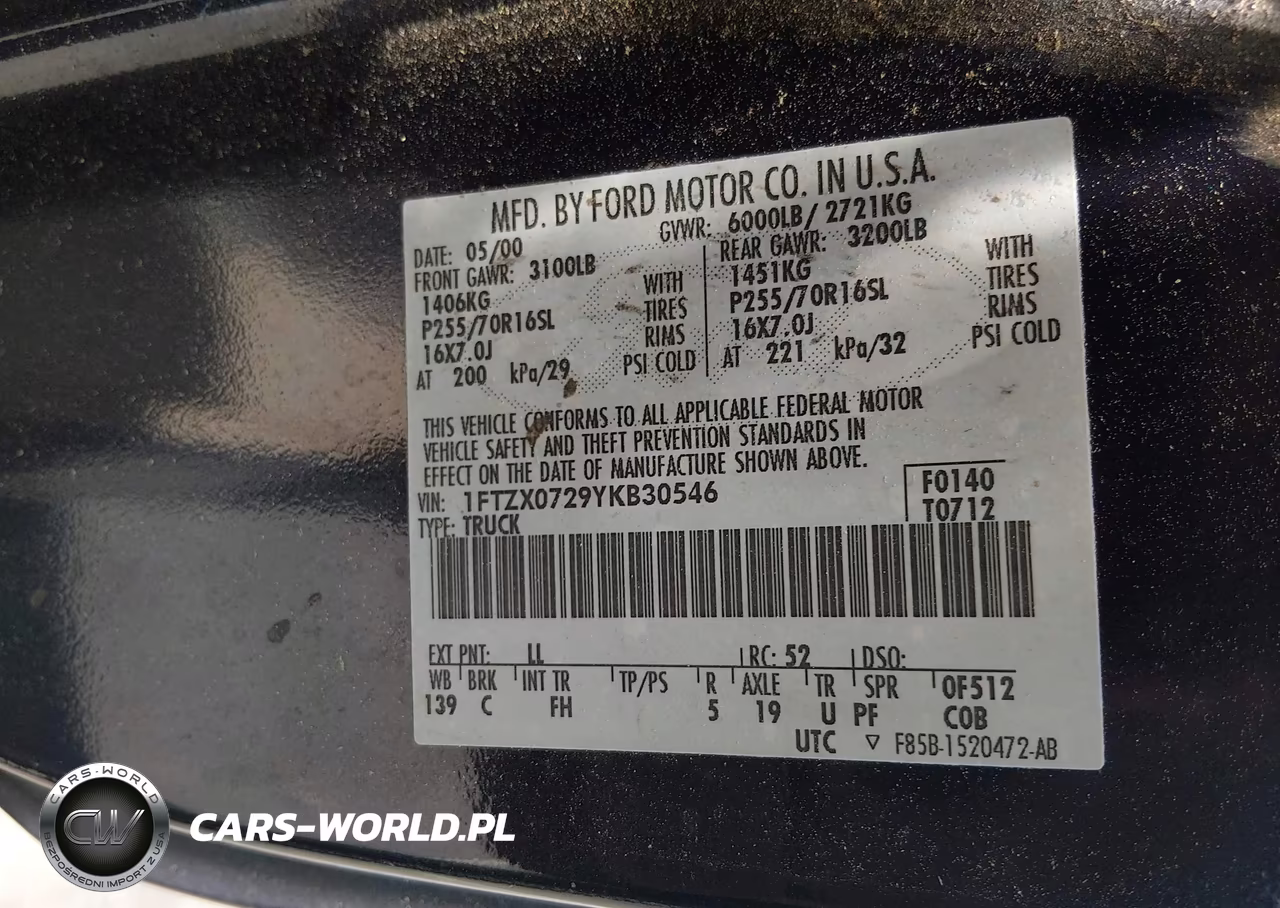 2000 Ford F-150 Xl-Xlt VIN:1FTZX0729YKB30546 - 9