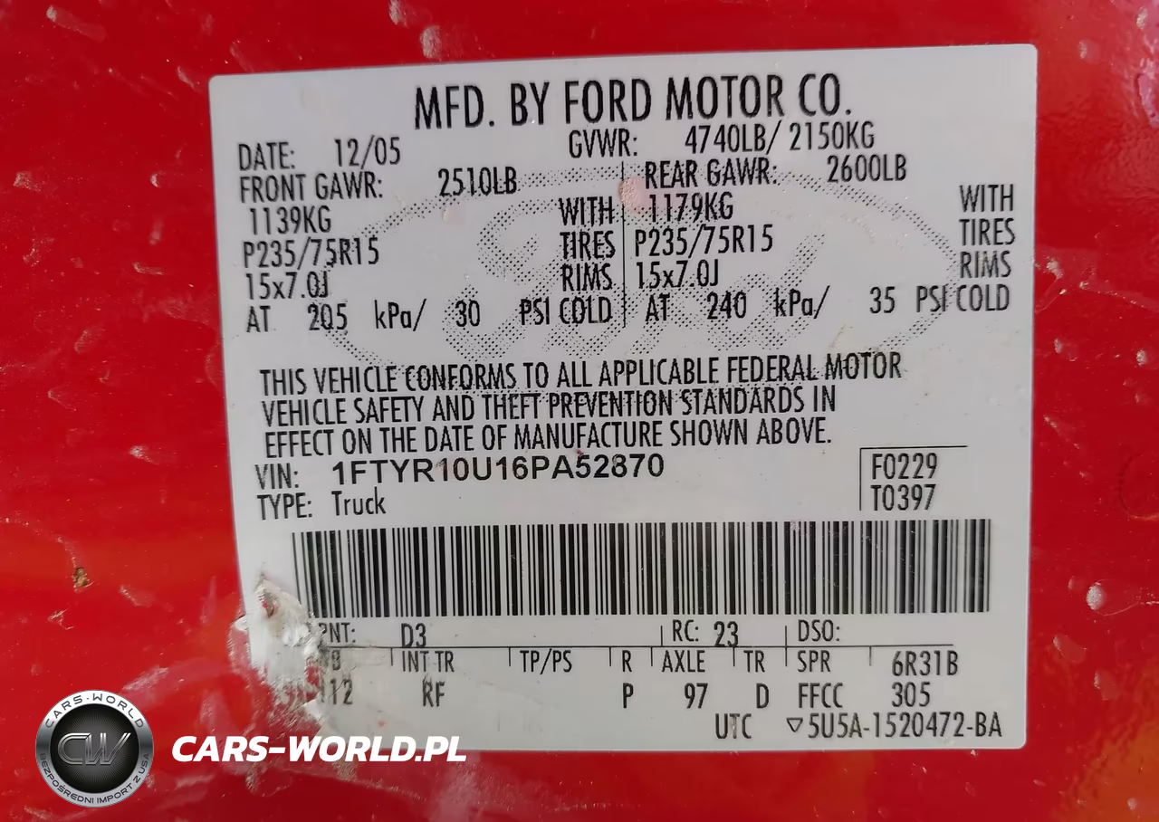 2006 Ford Ranger Sport-Stx-Xl-Xlt VIN:1FTYR10U16PA52870 - 9