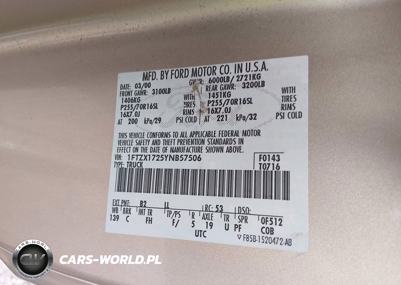 2000 Ford F-150 Work Series-Xl-Xlt VIN:1FTZX1725YNB57506 - 9
