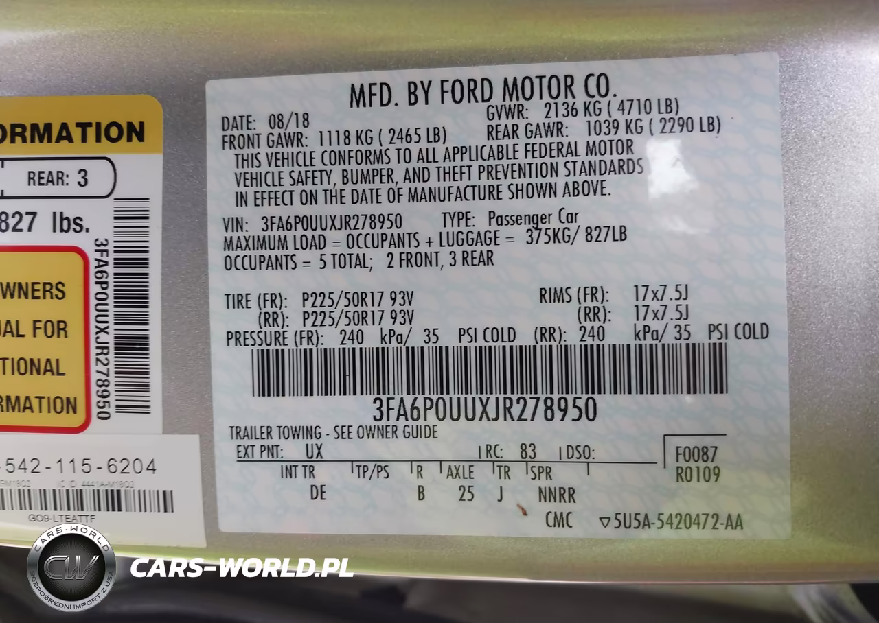 2018 Ford Fusion Hybrid S VIN:3FA6P0UUXJR278950 - 9