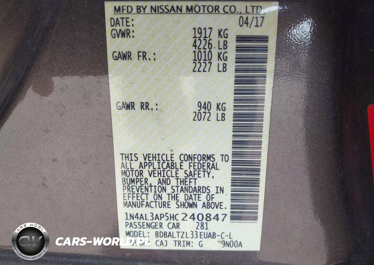2017 Nissan Altima 2.5 Sl VIN:1N4AL3AP5HC240847 - 9
