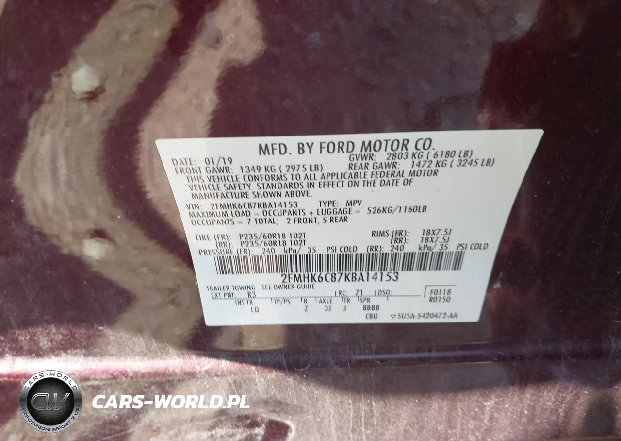 2019 Ford Flex Sel VIN:2FMHK6C87KBA14153 - 9