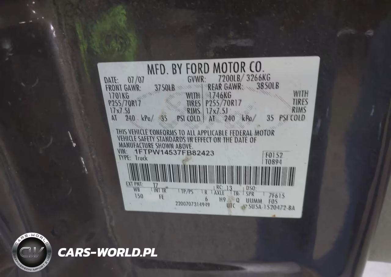 2007 Ford F-150 Fx4-Lariat-Xlt VIN:1FTPW14537FB82423 - 9