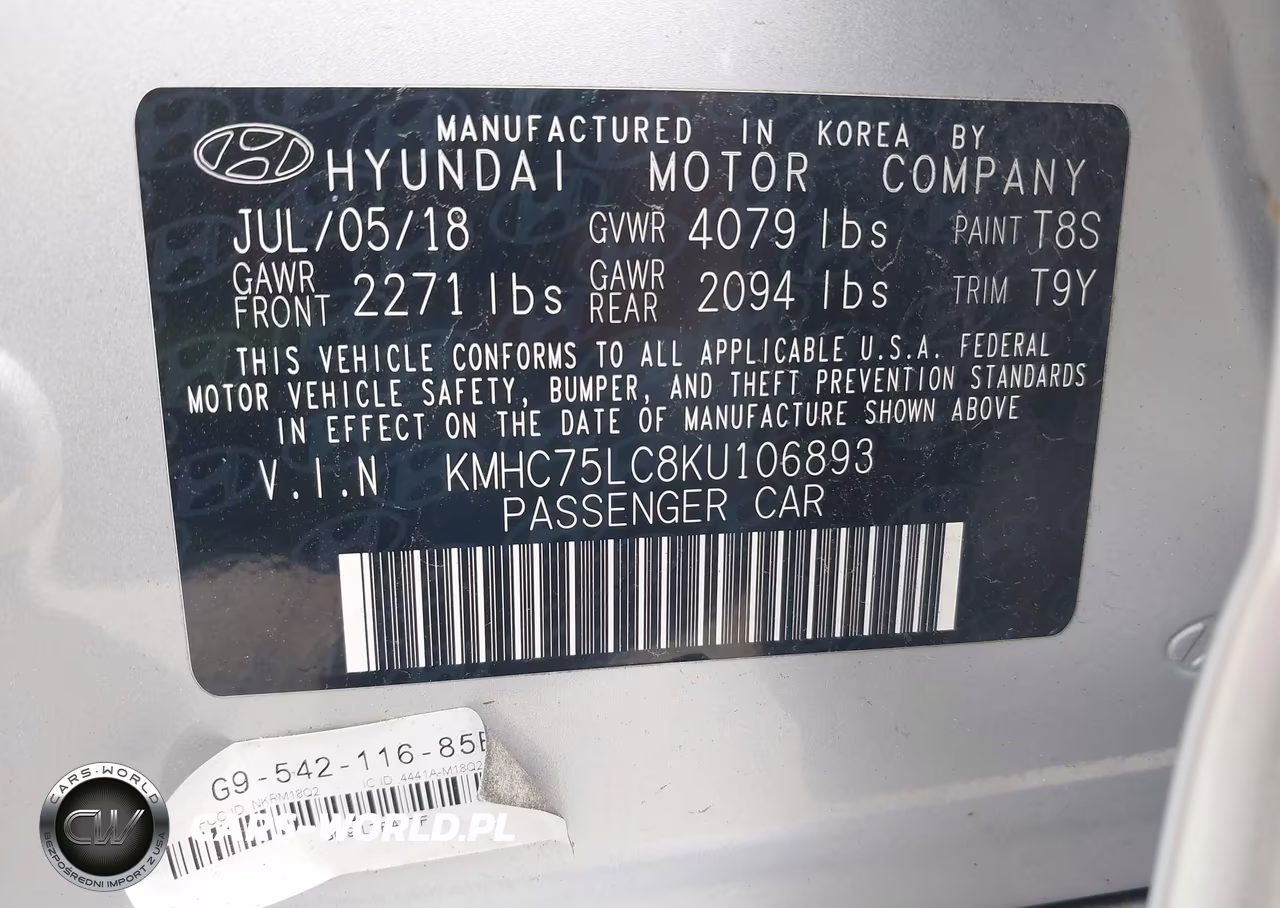 2019 Hyundai Ioniq Hybrid Sel VIN:KMHC75LC8KU106893 - 9