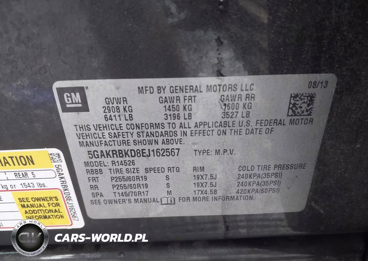 2014 Buick Enclave Leather VIN:5GAKRBKD8EJ162567 - 9