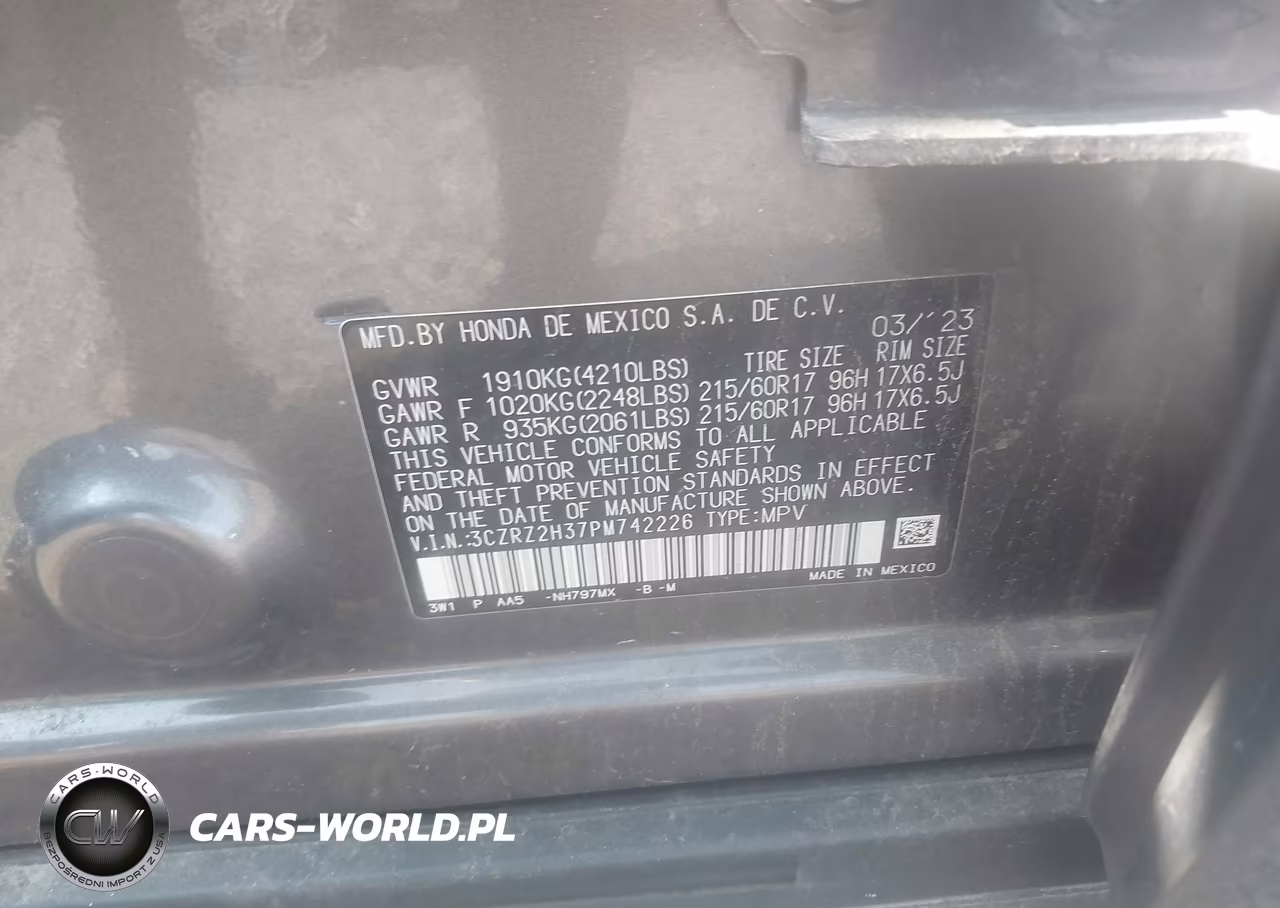 2023 Honda Hr-V Awd Lx VIN:3CZRZ2H37PM742226 - 9