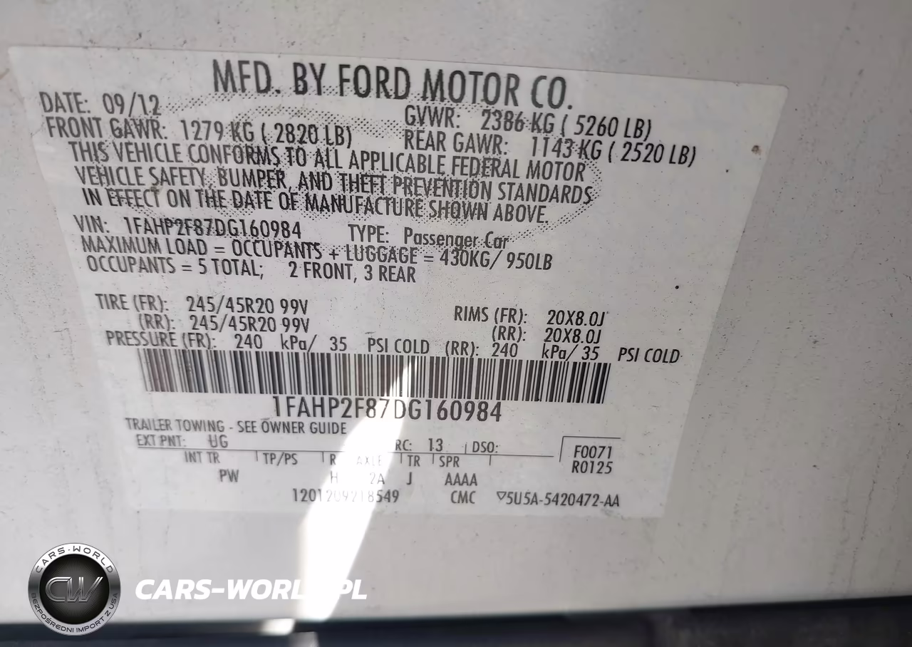 2013 Ford Taurus Limited VIN:1FAHP2F87DG160984 - 9