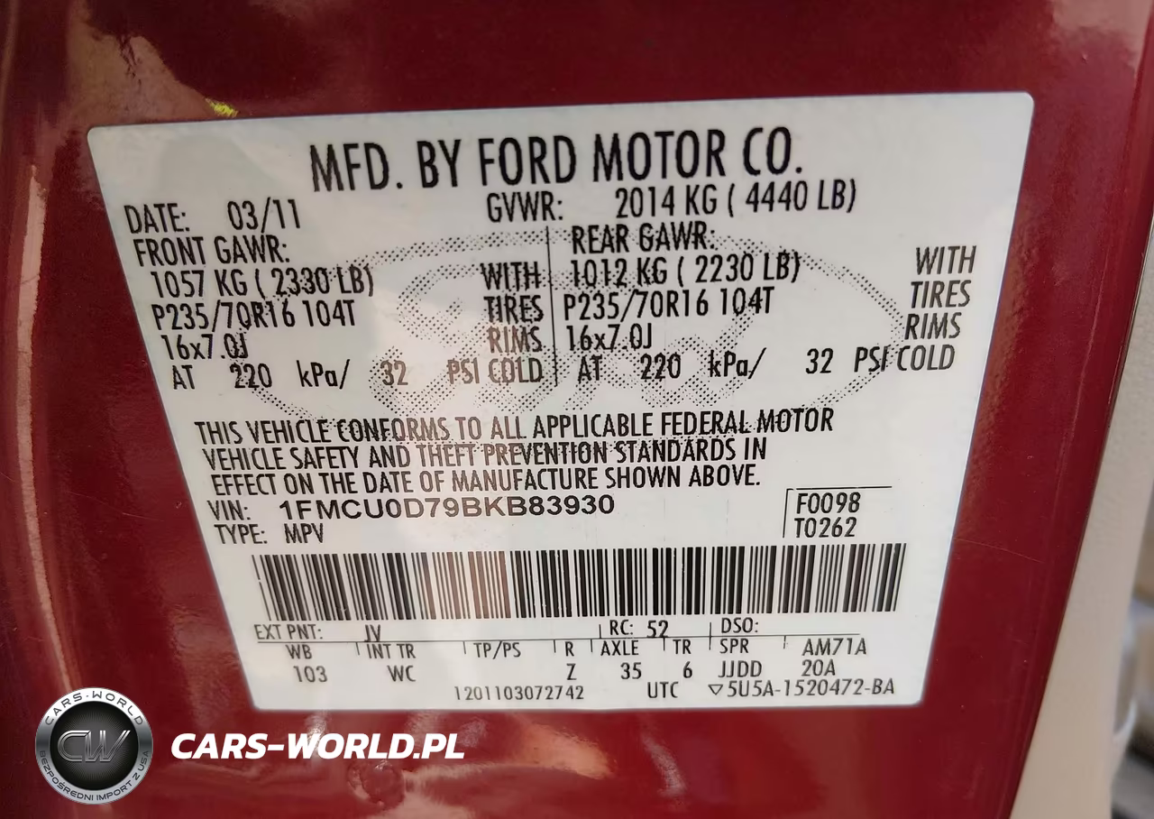 2011 Ford Escape Xlt VIN:1FMCU0D79BKB83930 - 9