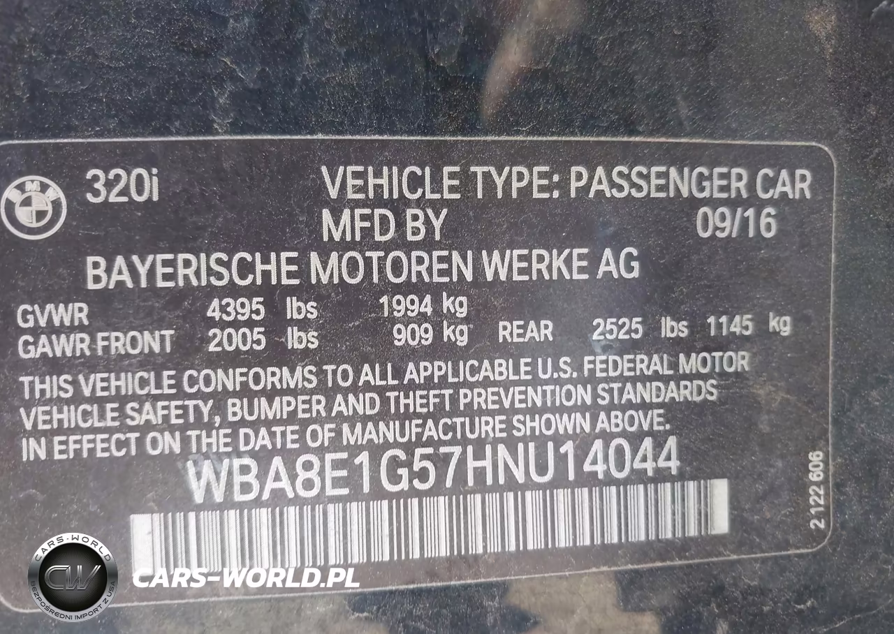 2017 BMW 320I VIN:WBA8E1G57HNU14044 - 9