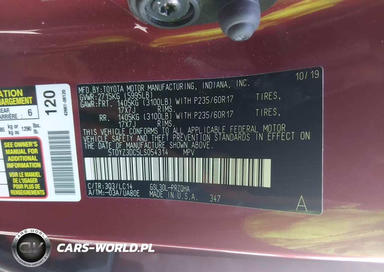 2020 Toyota Sienna Xle VIN:5TDYZ3DC5LS054314 - 9