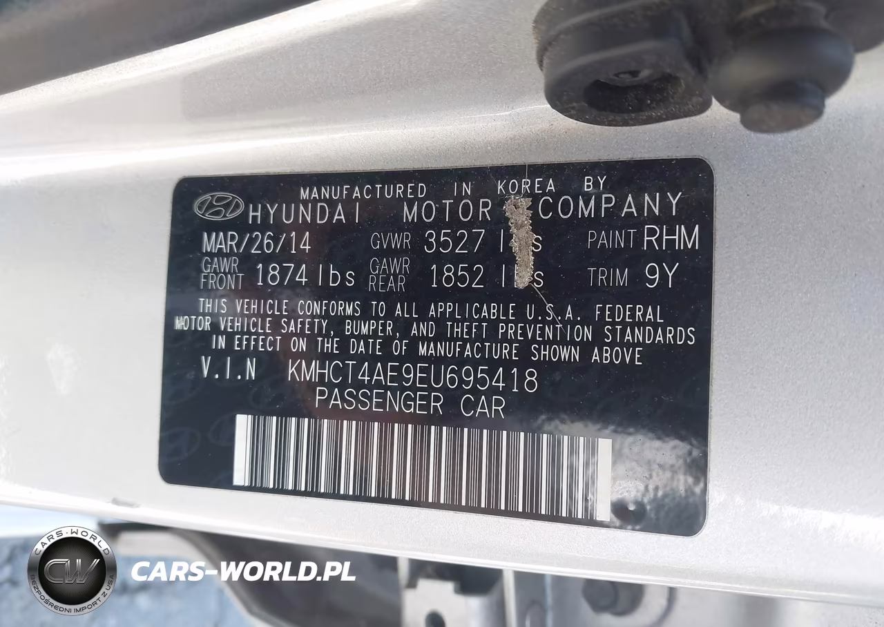 2014 Hyundai Accent Gls VIN:KMHCT4AE9EU695418 - 9