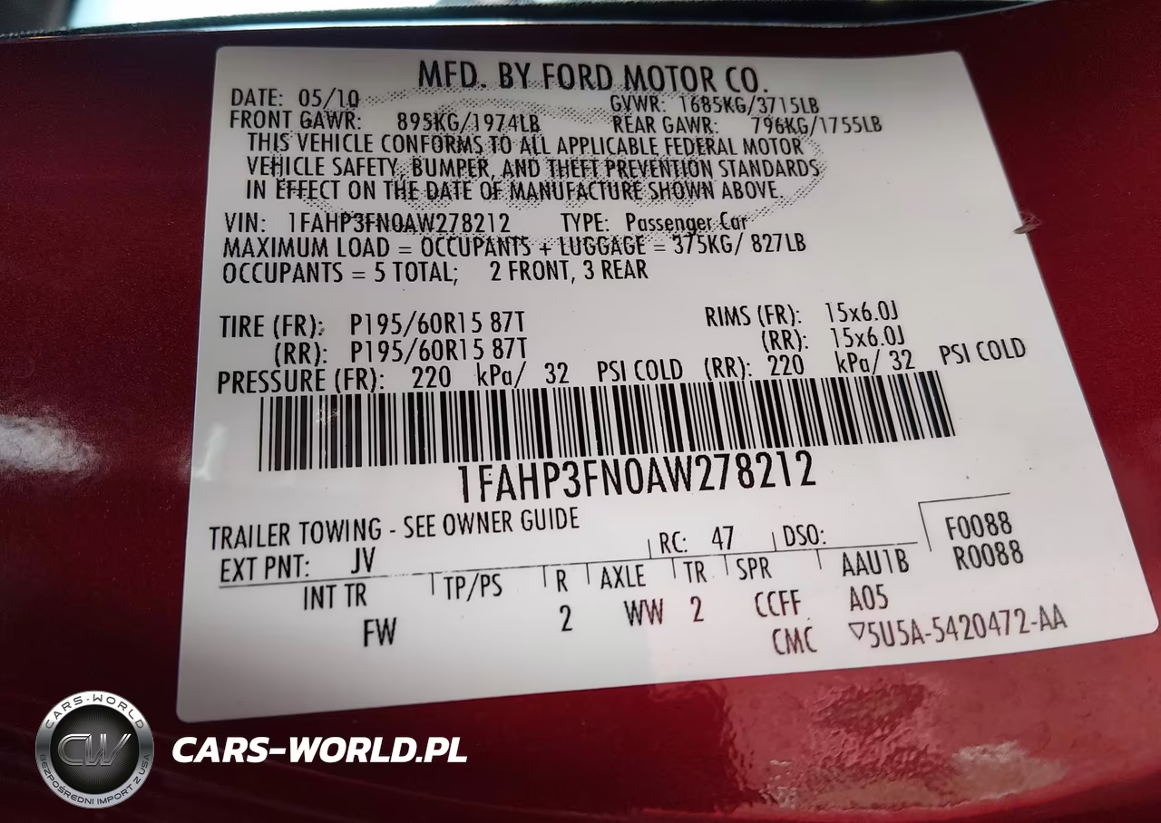 2010 Ford Focus Se VIN:1FAHP3FN0AW278212 - 9