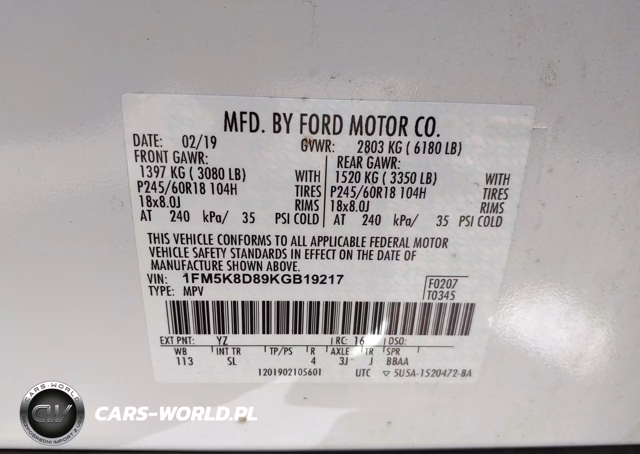2019 Ford Explorer Xlt VIN:1FM5K8D89KGB19217 - 9