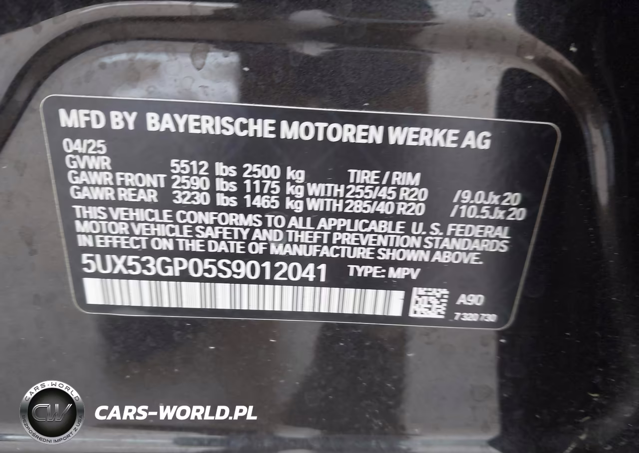 2025 BMW X3 30 xDrive VIN:5UX53GP05S9012041 - 9