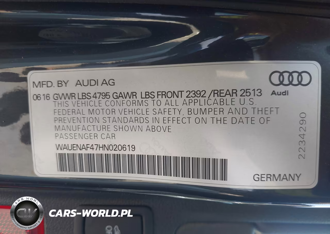 2017 Audi A4 Premium Plus VIN:WAUENAF47HN020619 - 9