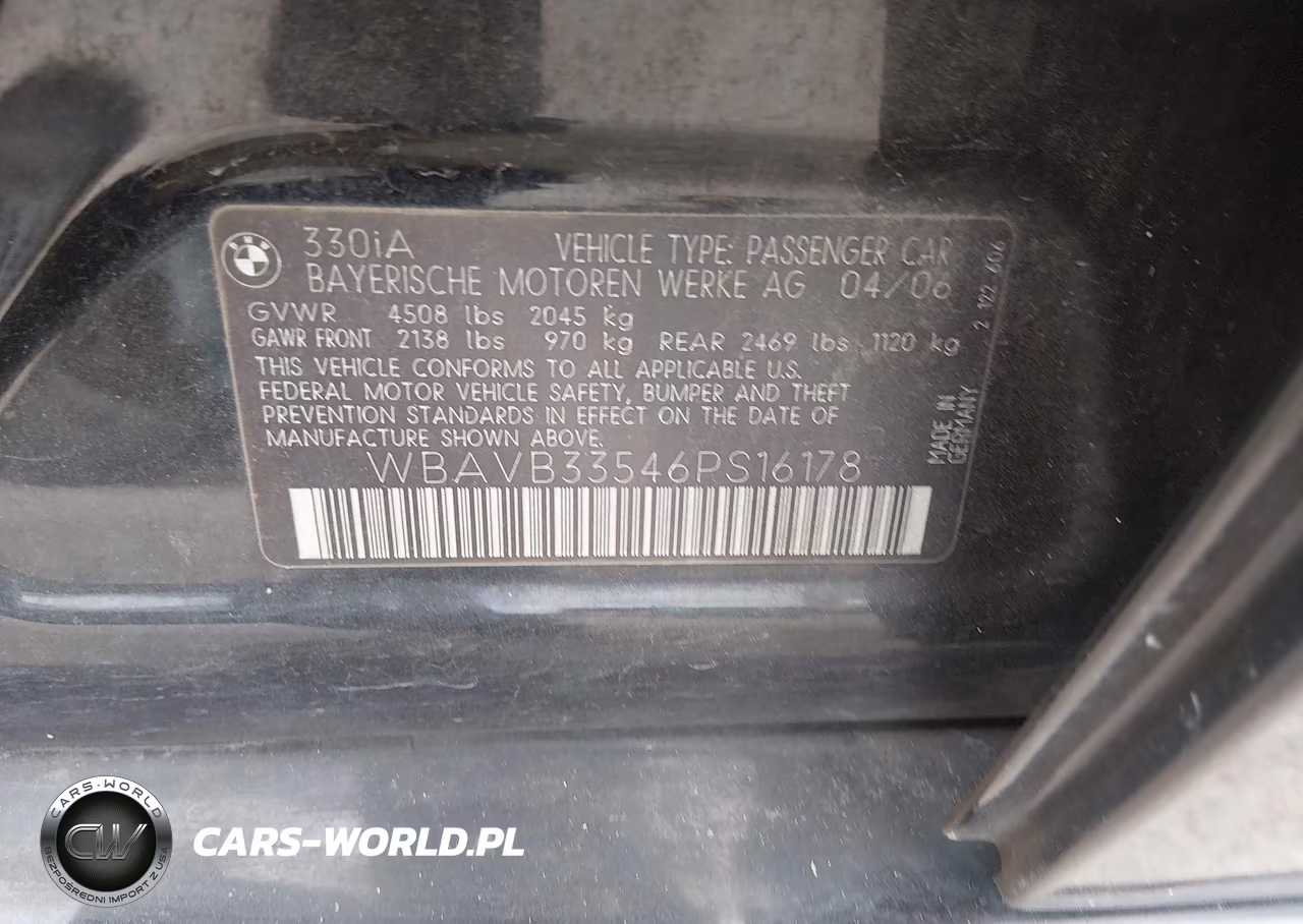 2006 BMW 330I VIN:WBAVB33546PS16178 - 9