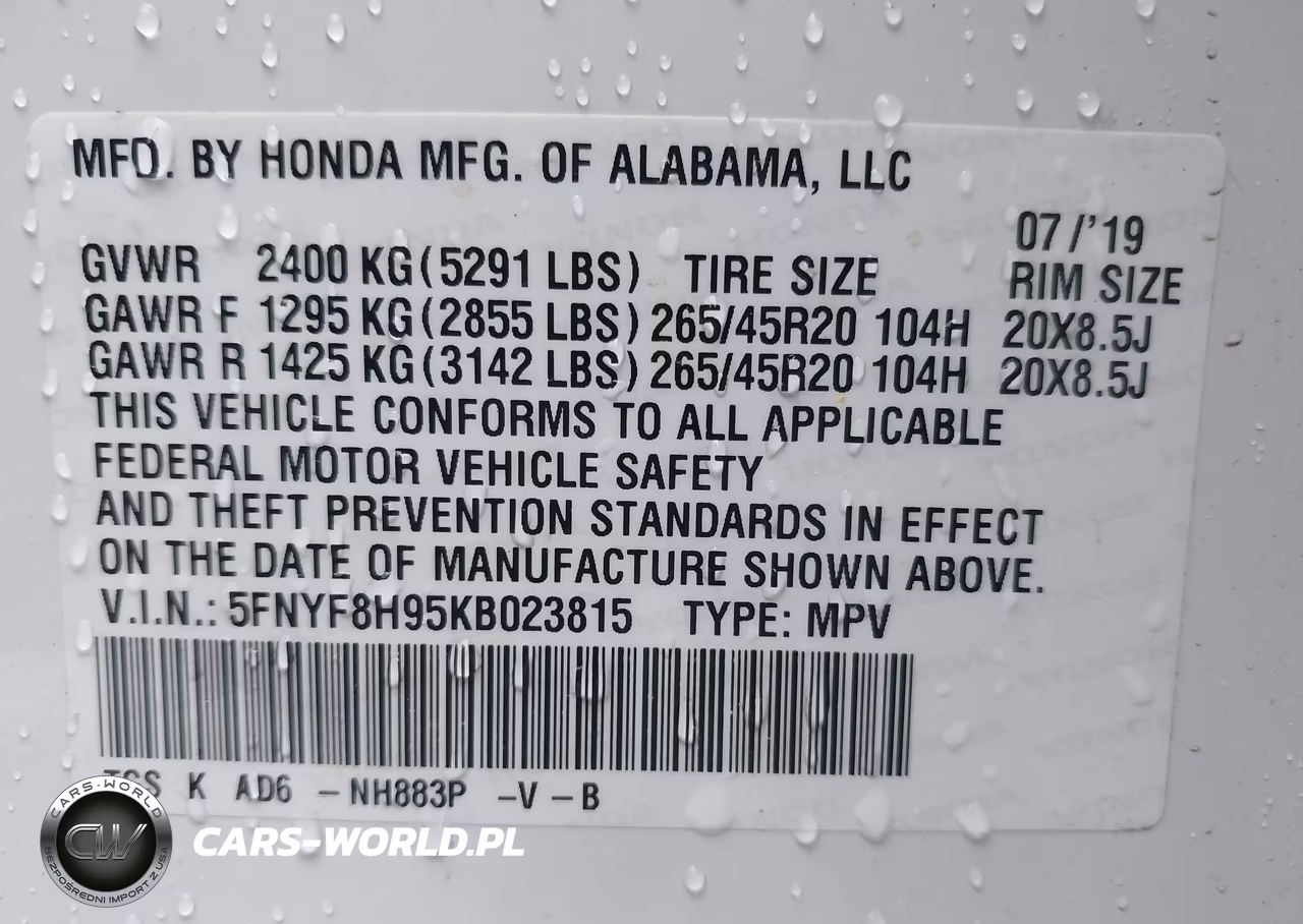 2019 Honda Passport Touring VIN:5FNYF8H95KB023815 - 9