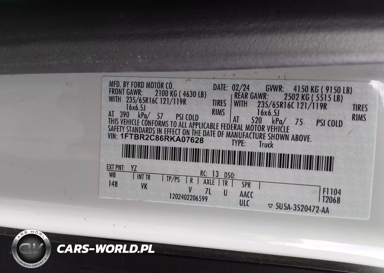 2024 Ford Transit-250 VIN:1FTBR2C86RKA07628 - 9