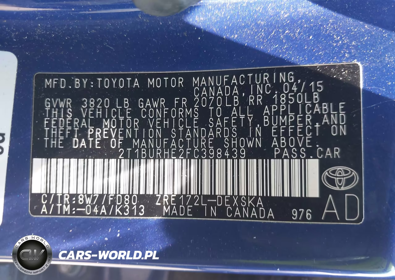 2015 Toyota Corolla S VIN:2T1BURHE2FC398439 - 9