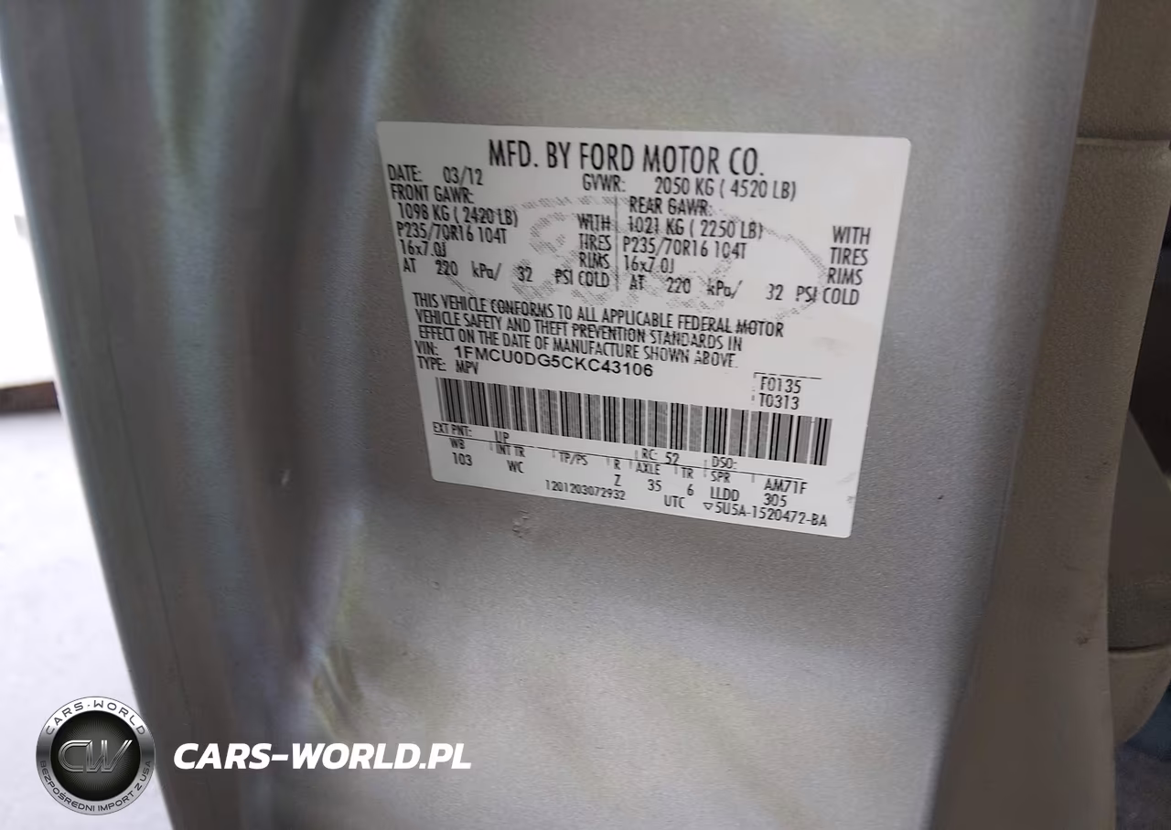 2012 Ford Escape Xlt VIN:1FMCU0DG5CKC43106 - 9