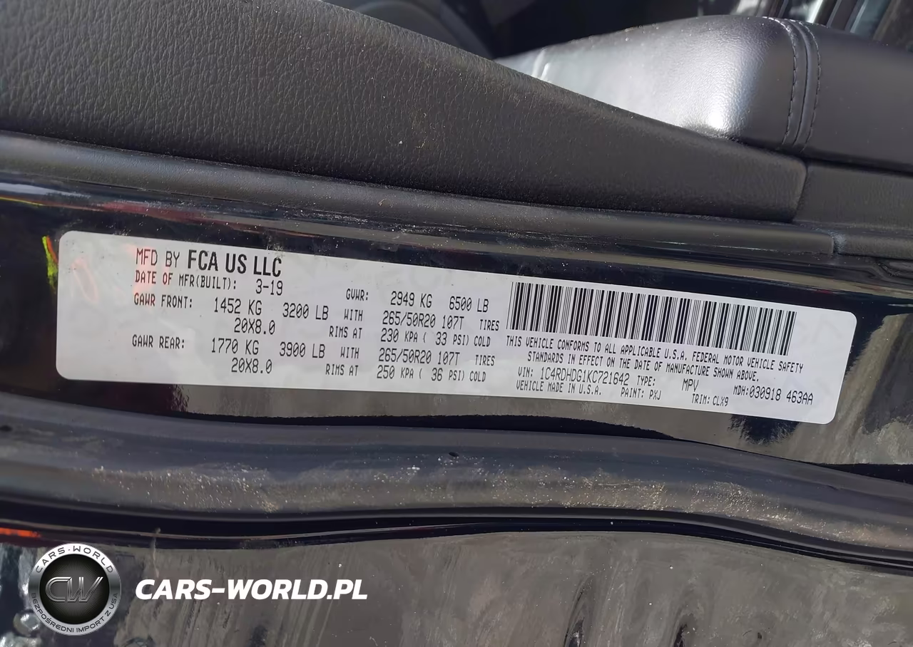 2019 Dodge Durango Gt Rwd VIN:1C4RDHDG1KC721642 - 9