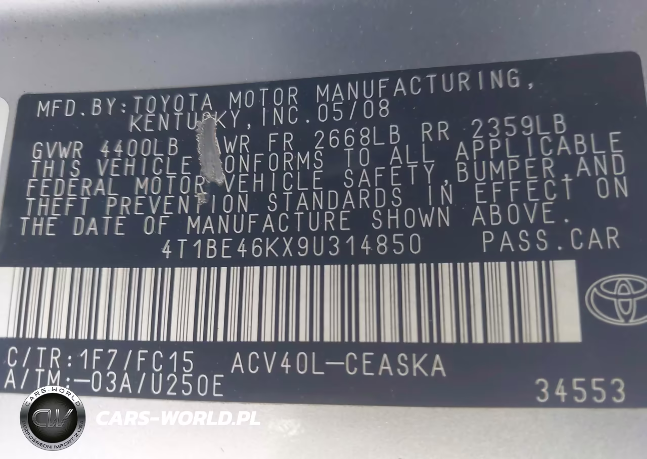 2009 Toyota Camry Se VIN:4T1BE46KX9U314850 - 9