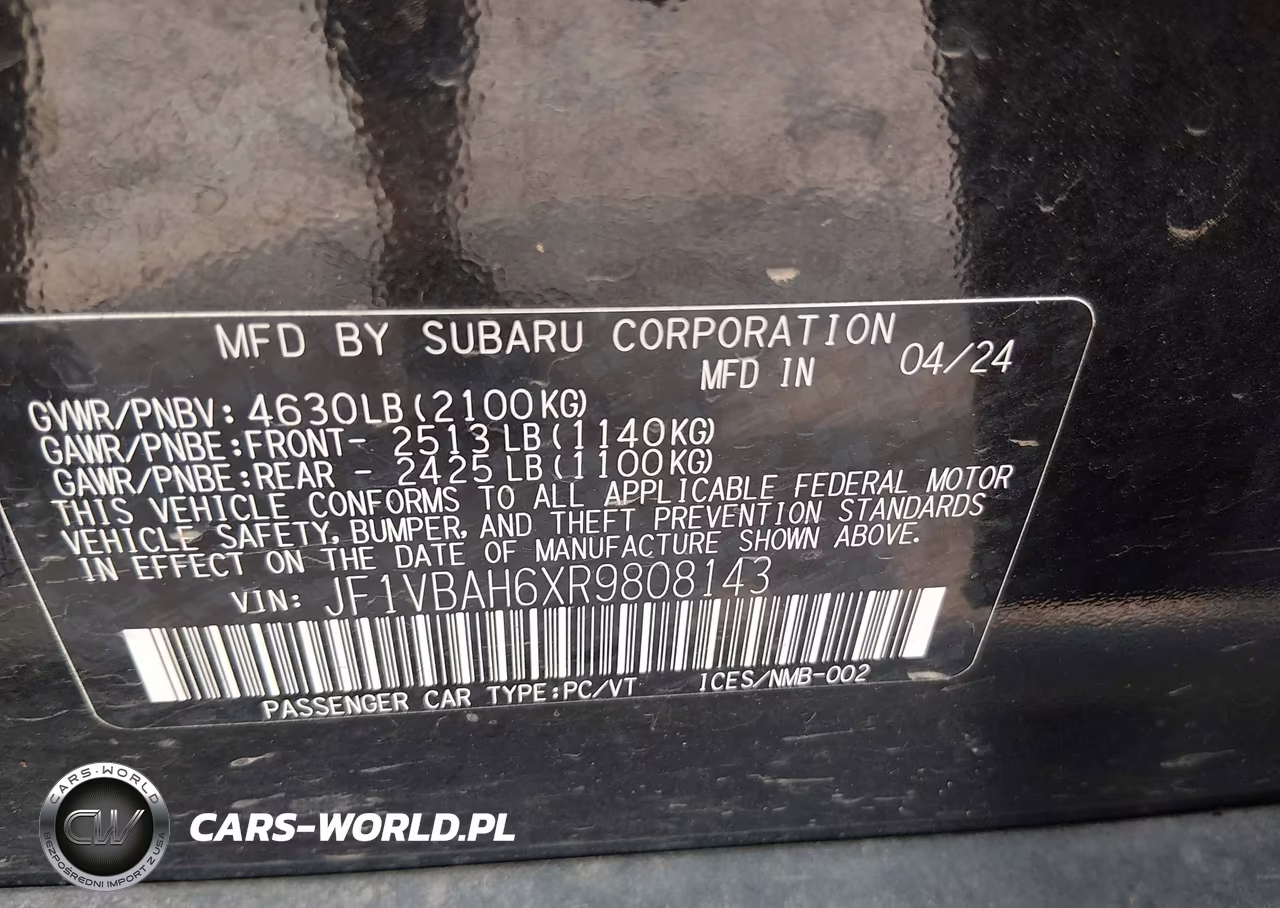 2024 Subaru Wrx Premium VIN:JF1VBAH6XR9808143 - 9