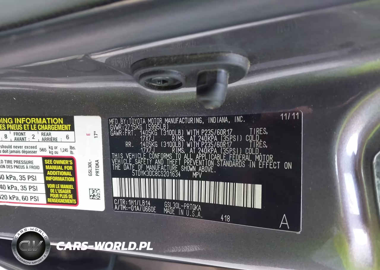 2012 Toyota Sienna Xle V6 8 Passenger VIN:5TDYK3DC8CS201634 - 9