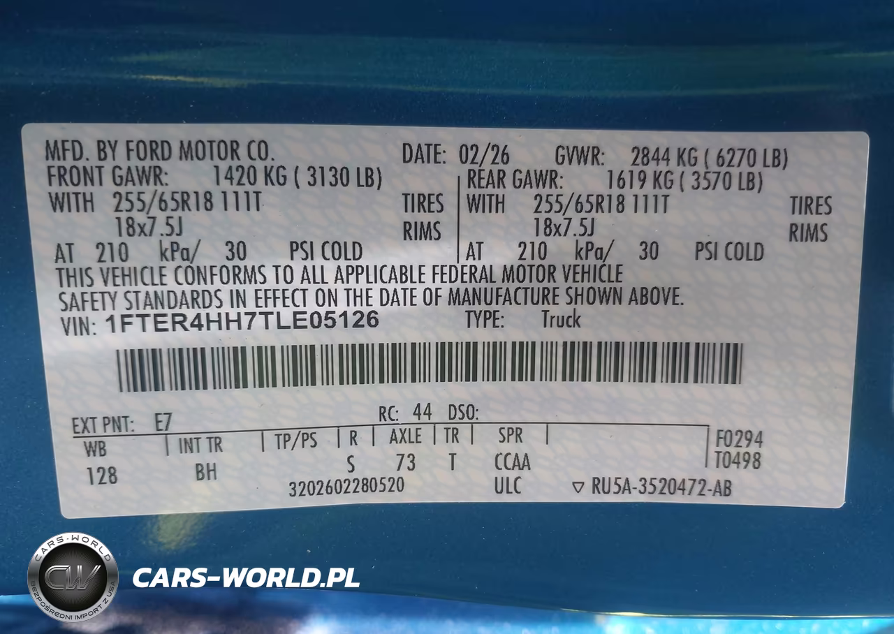 2026 Ford Ranger Xlt VIN:1FTER4HH7TLE05126 - 9