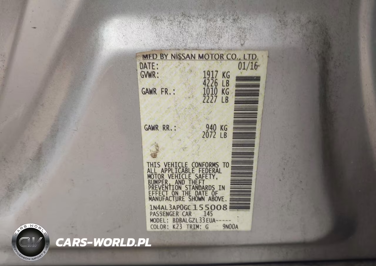 2016 Nissan Altima 2.5-2.5 S-2.5 Sl-2.5 Sr-2.5 Sv VIN:1N4AL3AP0GC155008 - 9