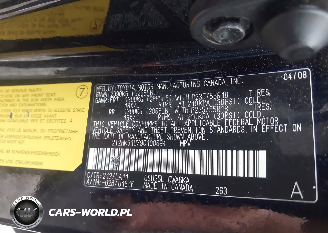 2009 Lexus Rx 350 VIN:2T2HK31U79C108694 - 9