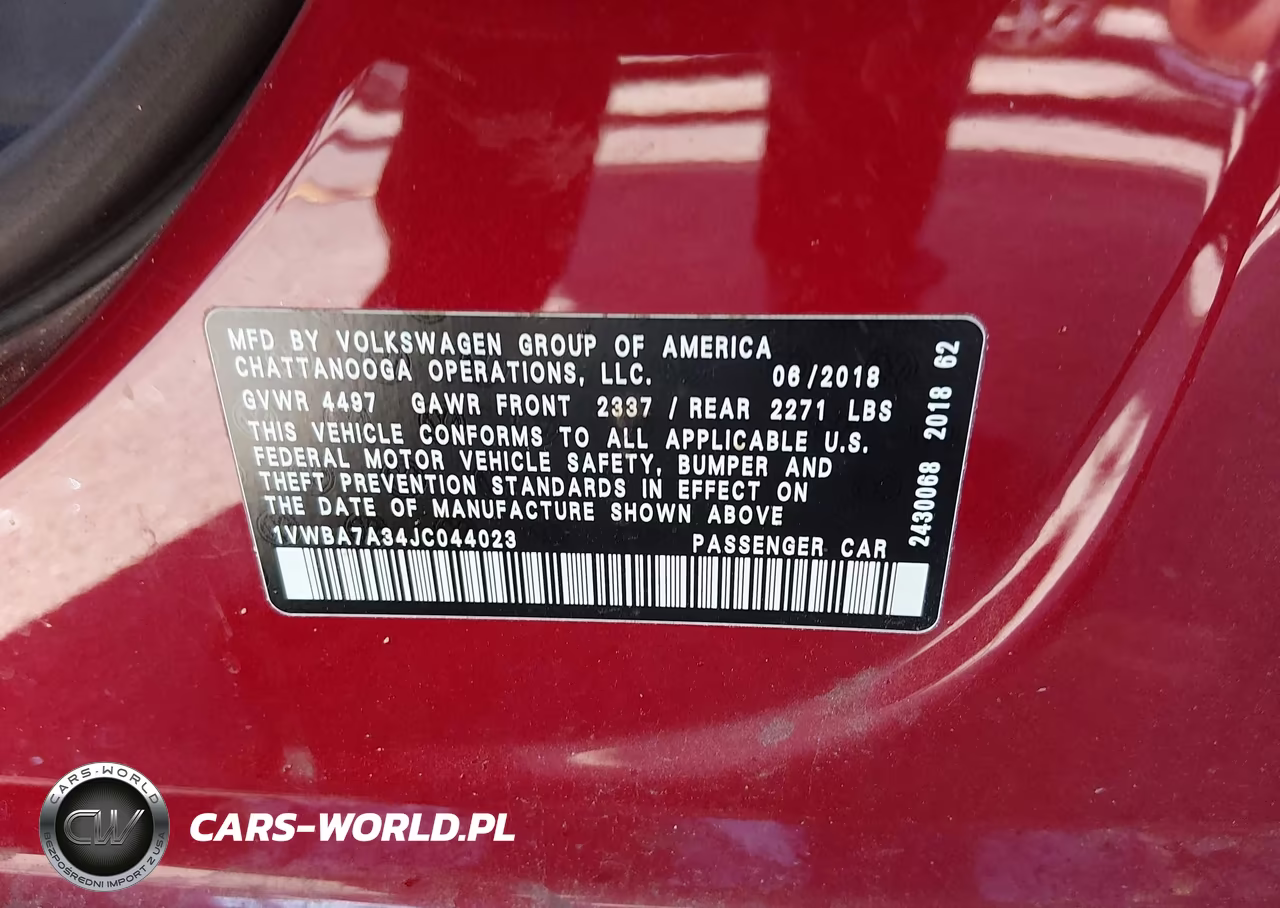 2018 Volkswagen Passat 2.0T Se VIN:1VWBA7A34JC044023 - 9