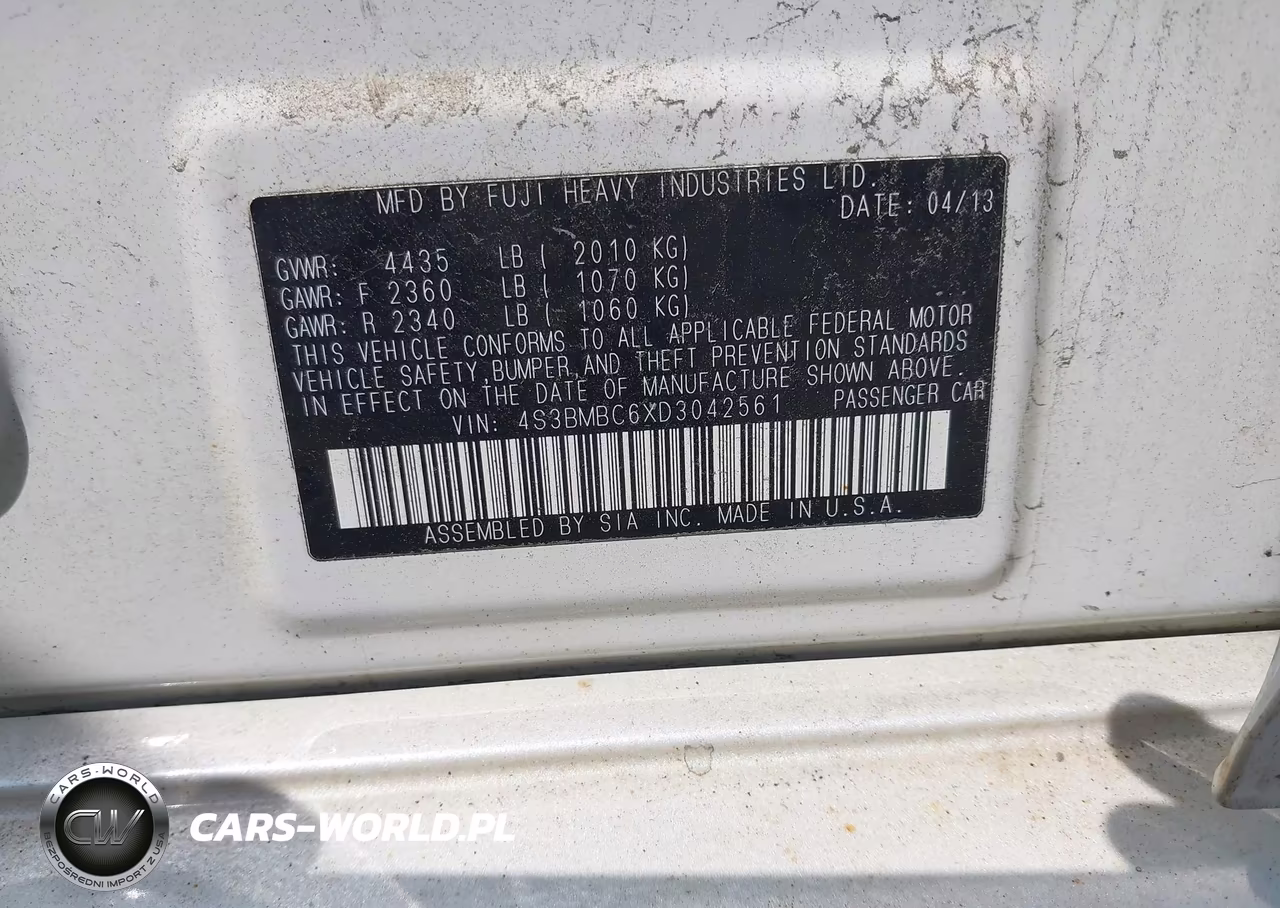 2013 Subaru Legacy 2.5I Premium VIN:4S3BMBC6XD3042561 - 9
