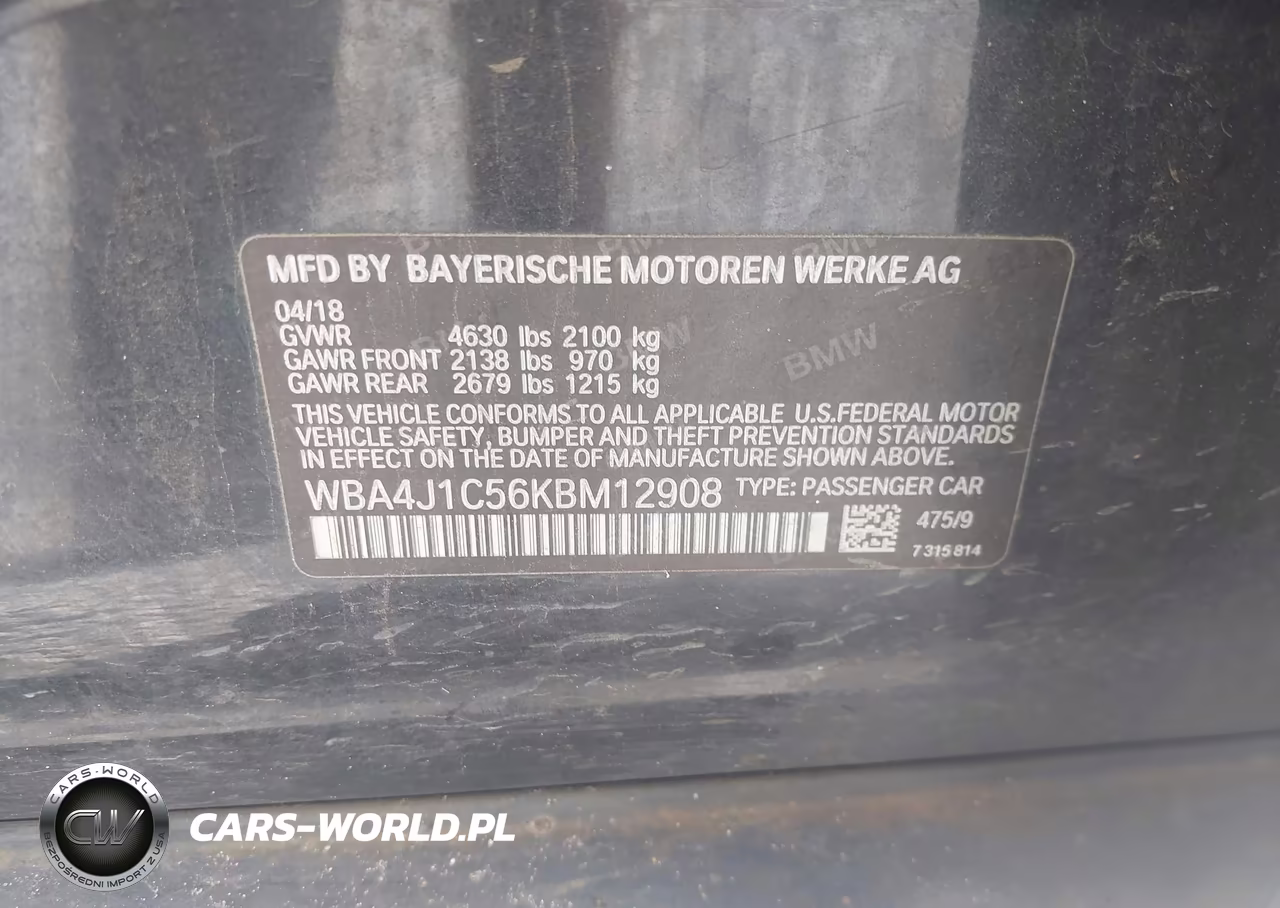 2019 BMW 430I Gran Coupe VIN:WBA4J1C56KBM12908 - 9