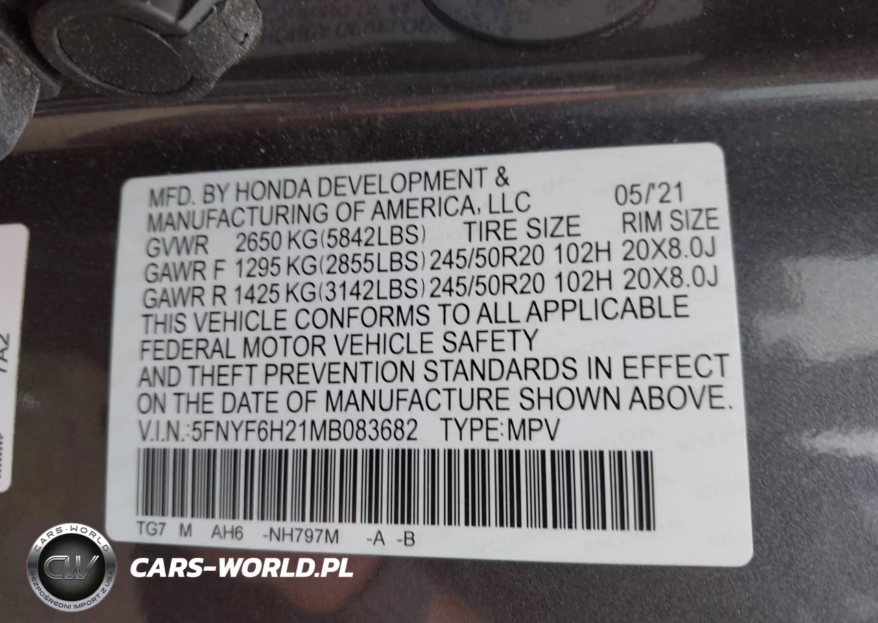 2021 Honda Pilot Awd Special Edition VIN:5FNYF6H21MB083682 - 9