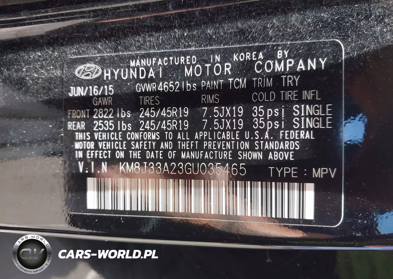 2016 Hyundai Tucson Sport VIN:KM8J33A23GU035465 - 9