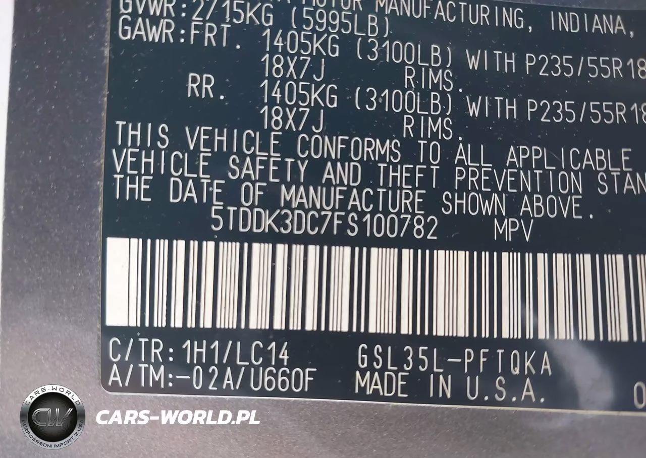 2015 Toyota Sienna Xle Premium 7 Passenger VIN:5TDDK3DC7FS100782 - 9