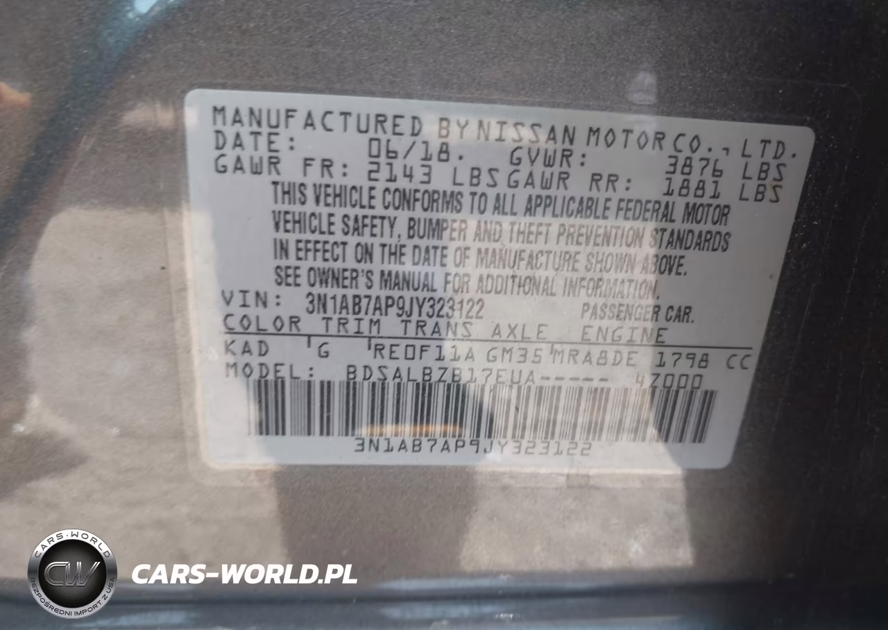 2018 Nissan Sentra S VIN:3N1AB7AP9JY323122 - 9