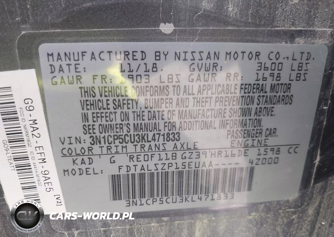 2019 Nissan Kicks Sv VIN:3N1CP5CU3KL471833 - 9